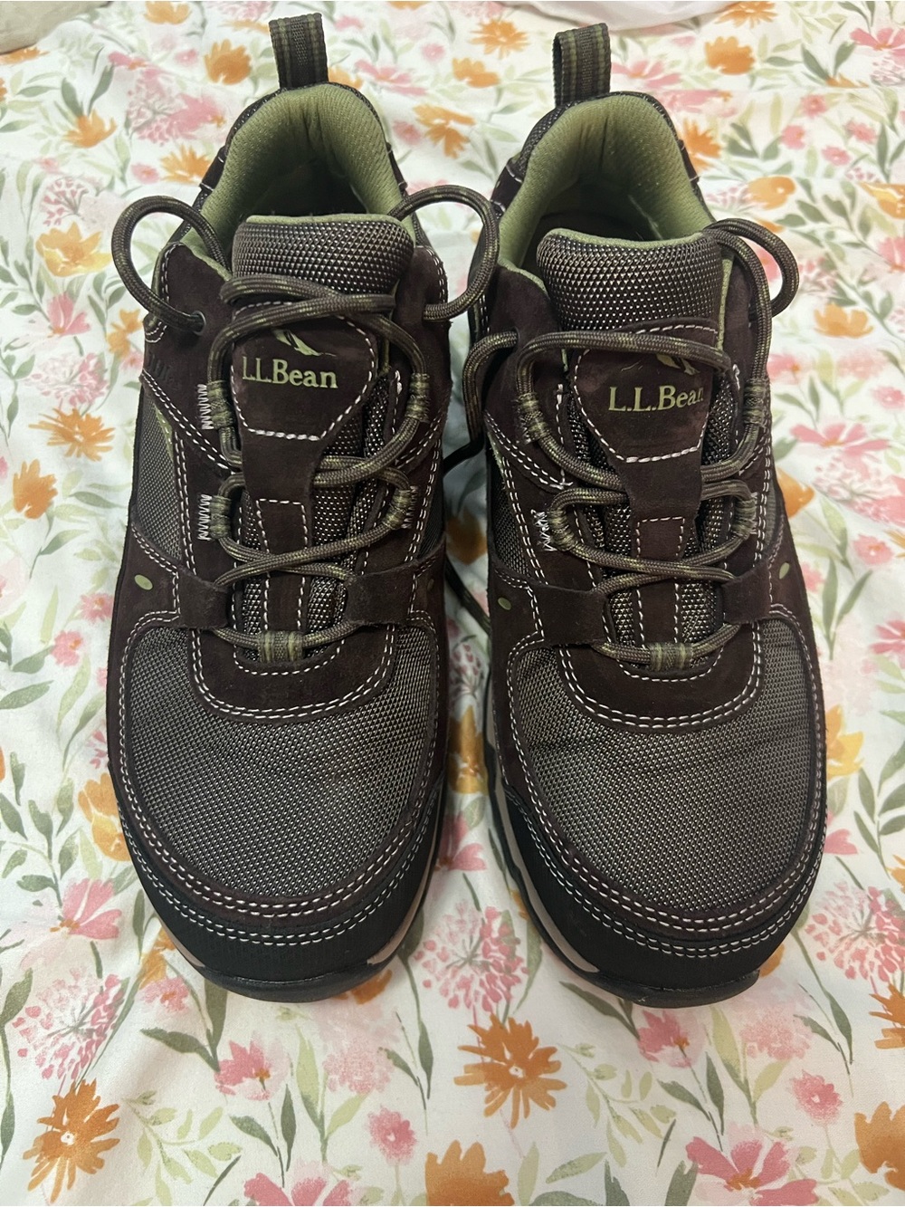 L.L. Bean Women's Dark Brown and Olive Trail Sneakers